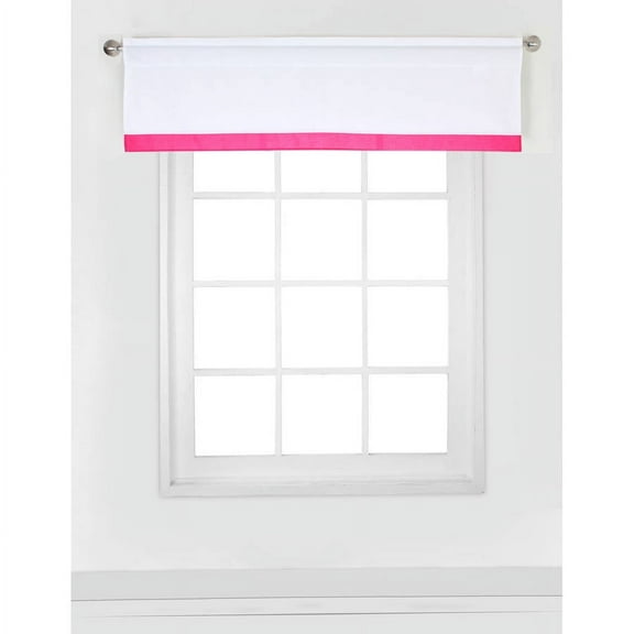 Bacati - MixNMatch Band Window Valance 15"x54" 100% Cotton Percale Fabrics, Pink