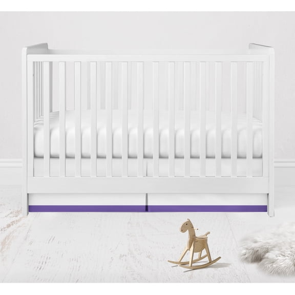 Bacati - MixNMatch Band on bottom Tailored with 100% Cotton Percale 13 inch drop Crib/Toddler Dust Ruffle, Purple