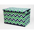 thumbnail image 1 of Bacati - MixNMatch Navy/Green Zigzag Cotton Percale Fabric Covered Storage Toy Chest 24.5" x 15" x 14", 1 of 5