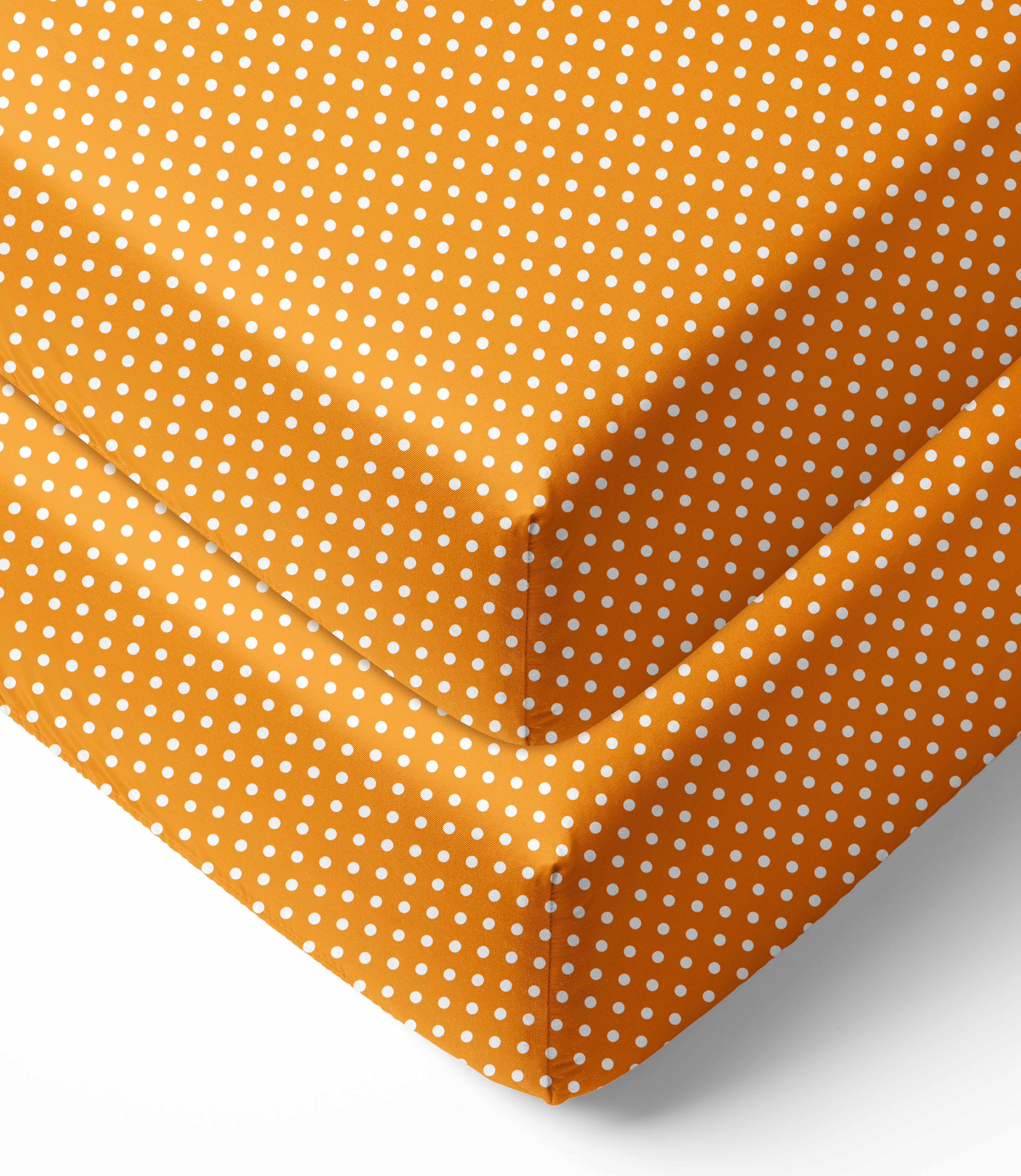 Bacati - MixNMatch Pin Dots Crib/Toddler Bed Sheets 100% Cotton Percale, Orange, 2-Pack