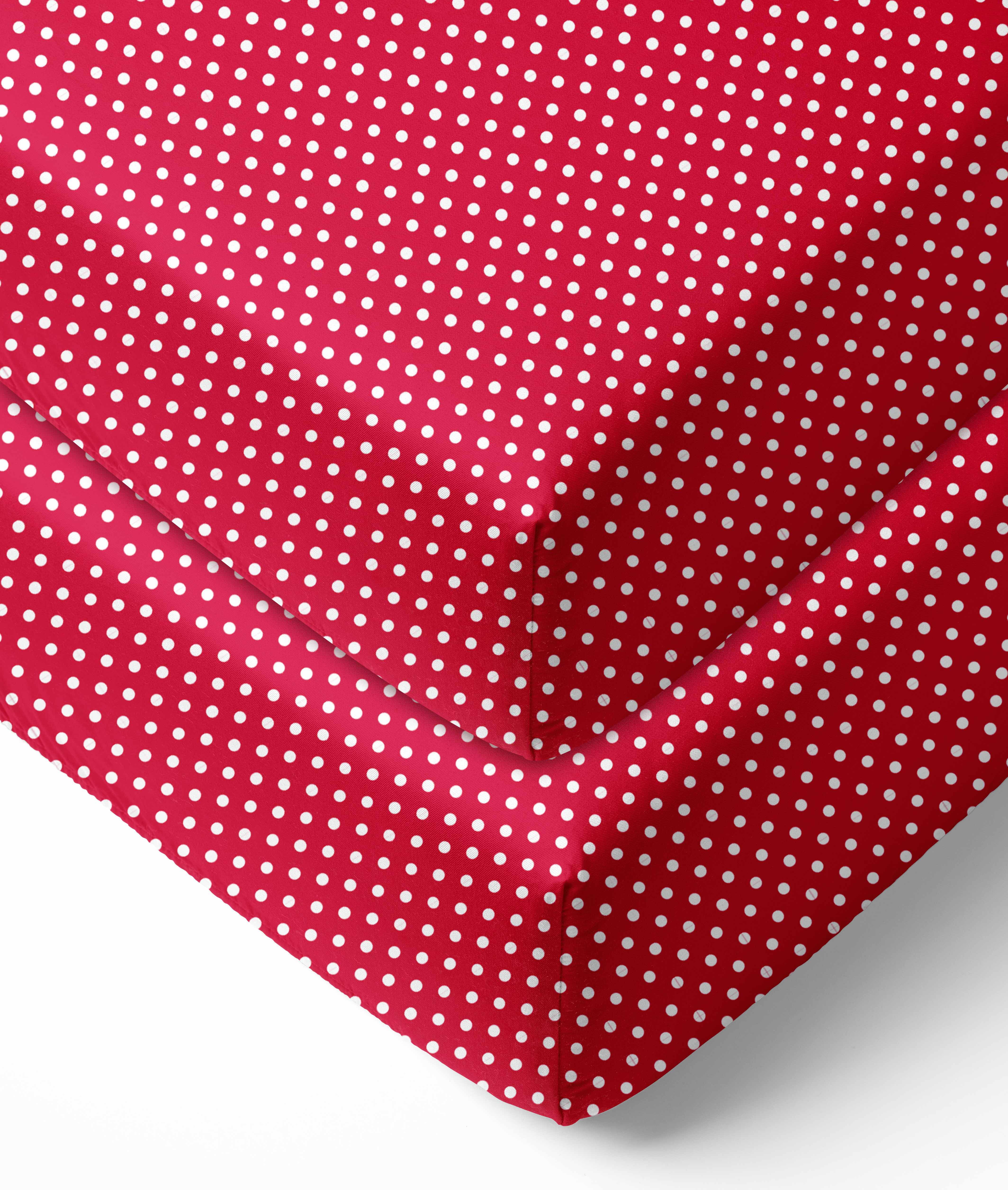 Bacati - MixNMatch Pin Dots Crib/Toddler Bed Sheets 100% Cotton Percale, Red, 2-Pack