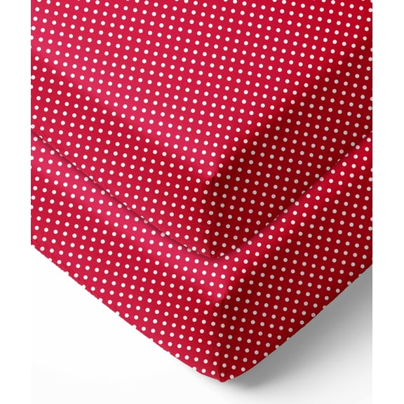 Bacati - MixNMatch Pin Dots Crib/Toddler Bed Sheets 100% Cotton Percale, Red, 2-Pack