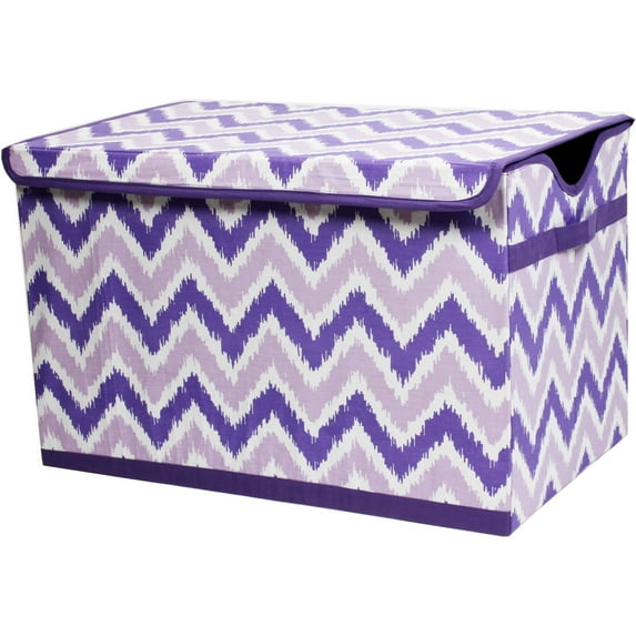 Bacati - MixNMatch Purple Zigzag Cotton Percale Fabric covered Storage, Toy Chest, 24.5 L x 15 W x 14 H inches