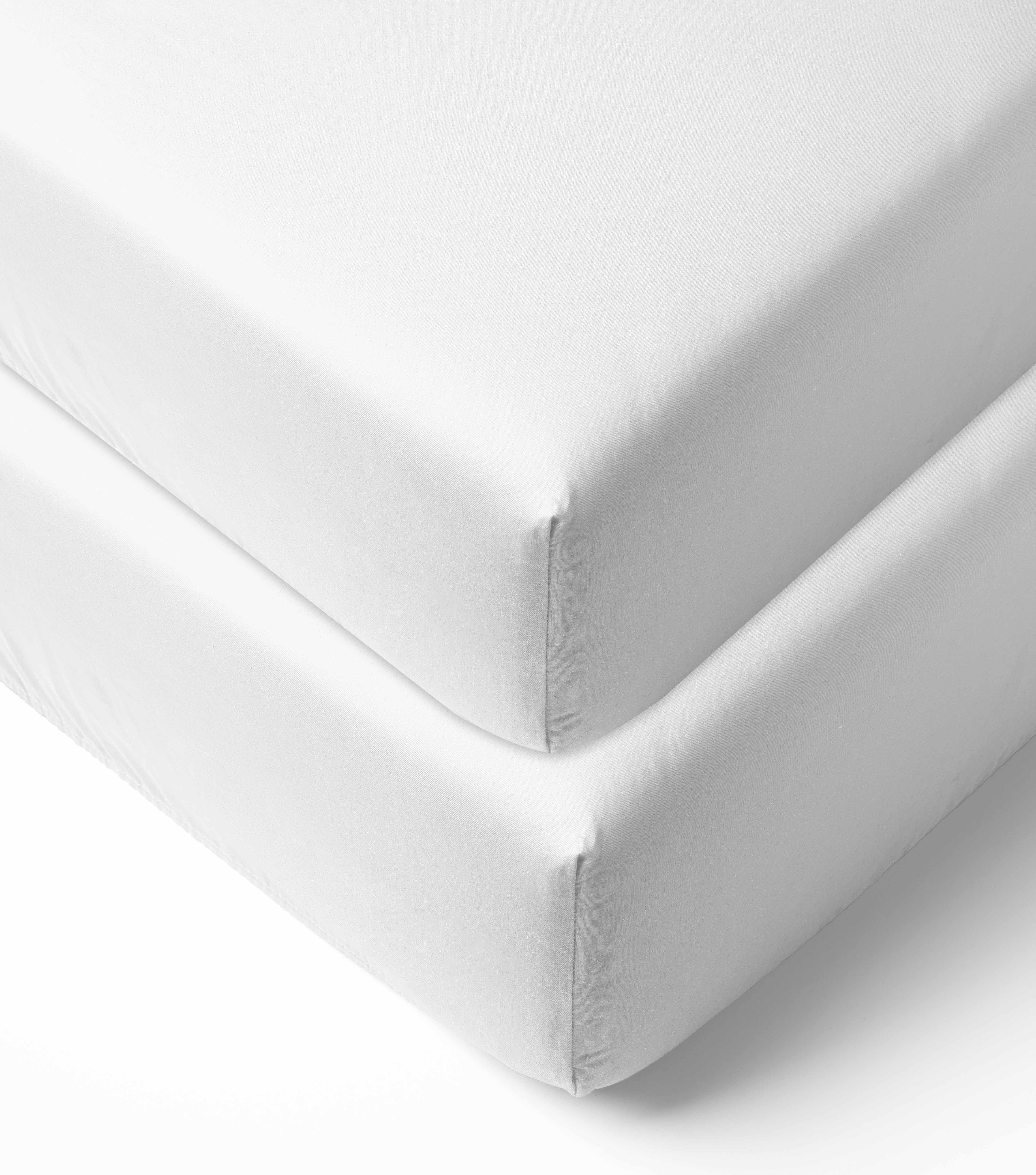 Bacati - 2 Pack Solid Neutral 100% Cotton Percale Universal Baby US Standard Crib or Toddler Bed Fitted Sheets (White)