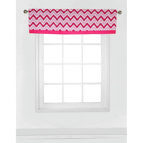 Bacati - MixNMatch Zigzag Window Valance 15"x54" 100% Cotton Percale Fabrics, Pink