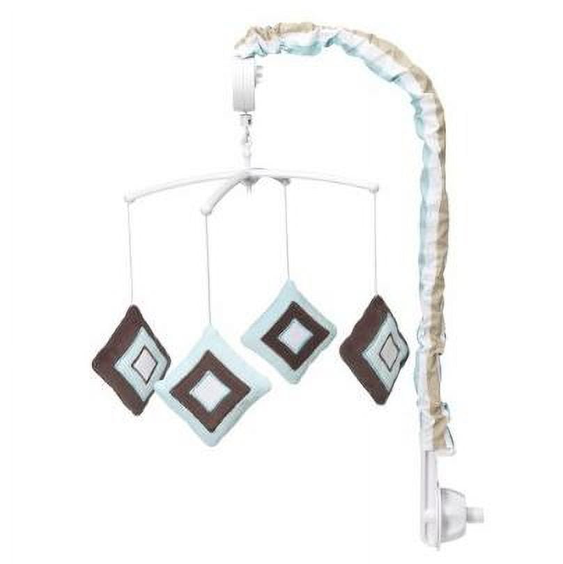 Bacati - Mod Diamonds/Stripes Aqua/Beige/Teal/Chocolate Musical Baby Crib Mobile