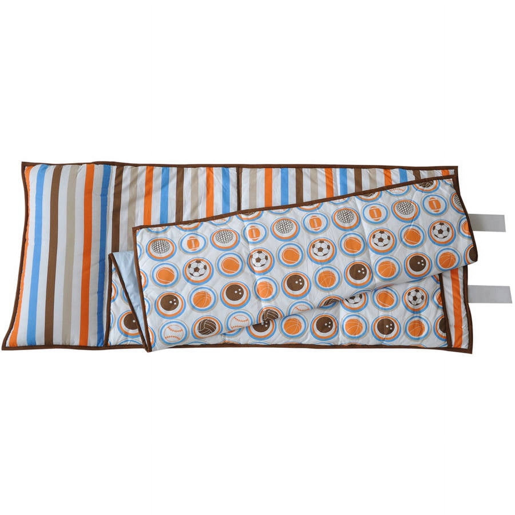 Bacati Mod Sports Blue Toddler Nap Mat, 100 Cotton Percale with pillow, 20 x 50 inches