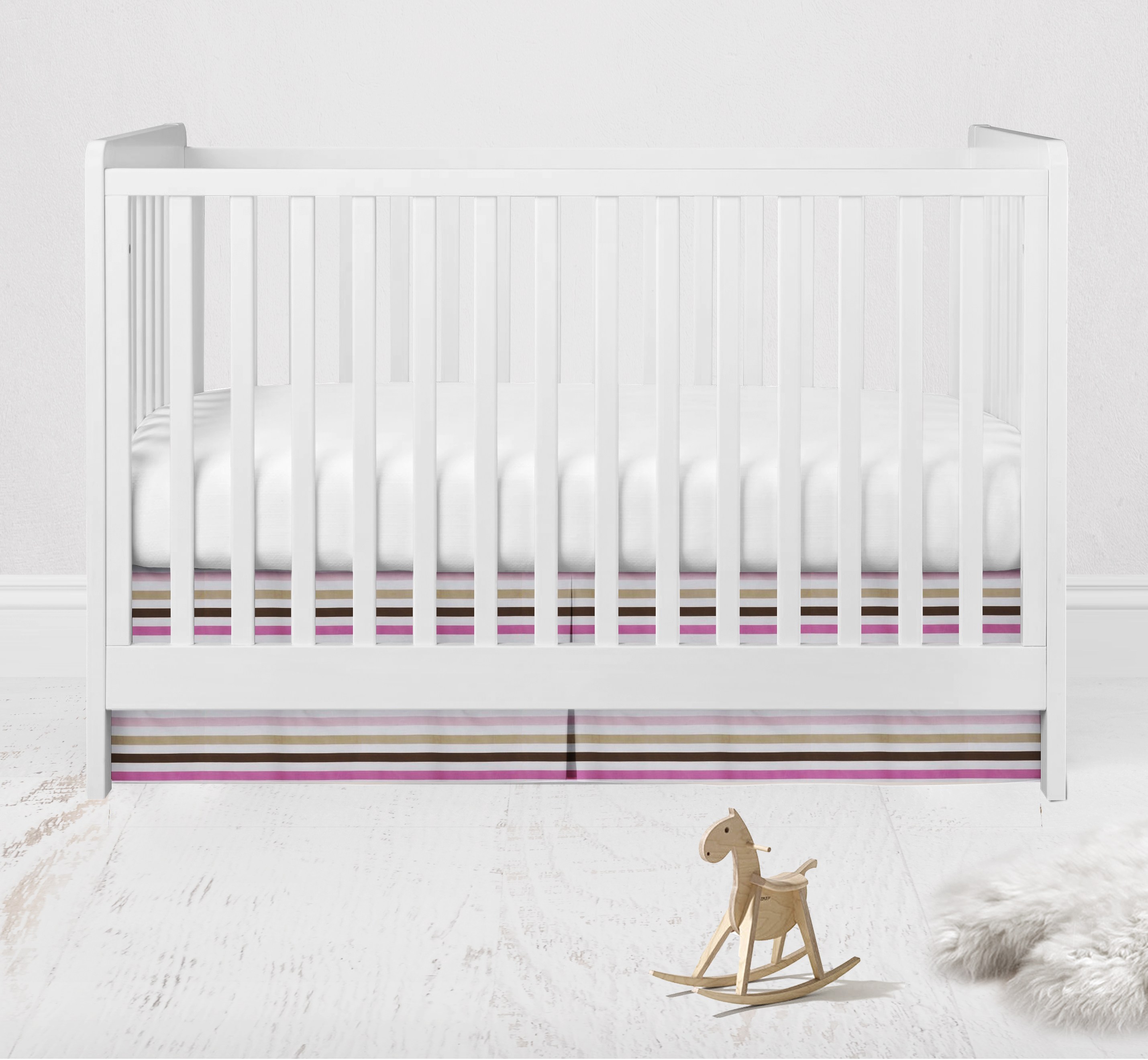 Bacati Mod Stripes Pink/Chocolate Crib Skirt