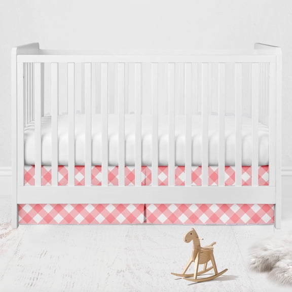 Bacati - Multiple Options of Crib Skirt, Watercolor Coral Gray