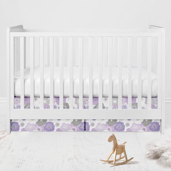 Bacati - Multiple Options of Crib Skirt, Watercolor Purple Gray