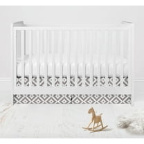 Bacati - Multiple Options of Crib or Toddler Bed Skirt or Dust Ruffle 100% Cotton Percale, Aztec Love Grey