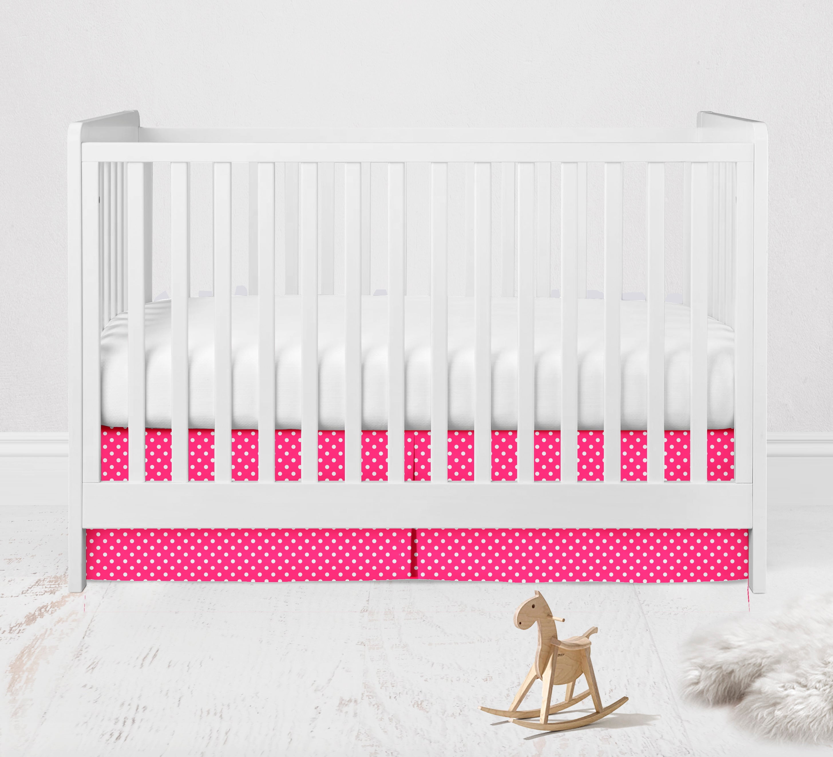 Bacati - Multiple Options of Crib or Toddler Bed Skirt or Dust Ruffle 100% Cotton Percale, Mix N Match Pin Dots