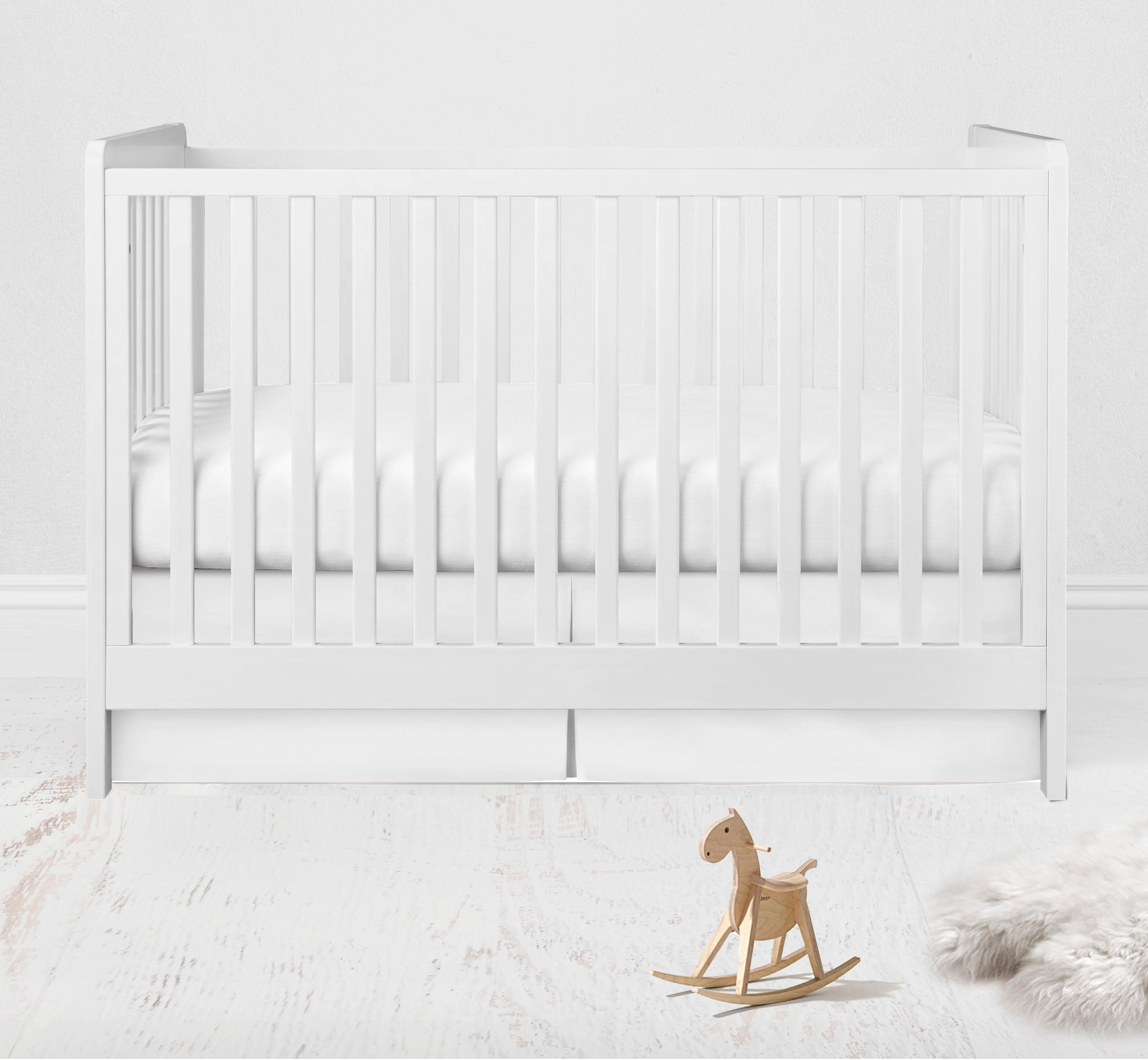 Bacati - Multiple Options of Crib or Toddler Bed Skirt or Dust Ruffle 100% Cotton Percale, Mix N Match Solid