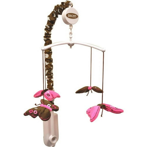 Bacati - Butterflies Pink/Chocolate Musical Baby Crib Mobile