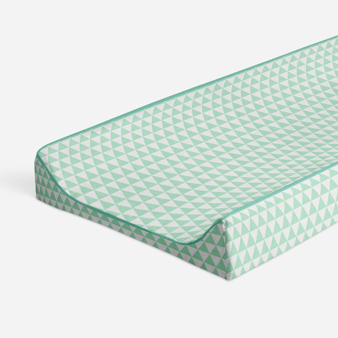 Bacati - Noah Triangles Mint Quilted Muslin Changing Pad Cover