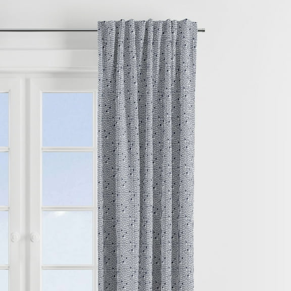 Bacati - Noah Tribal Curtain Panel 42 x 84 inches 100% Cotton Percale Fabrics, Navy Grid