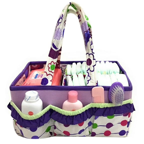 Bacati - Nursery Storage Caddy Botanical Purple/Lilac/Green/Plum Girls