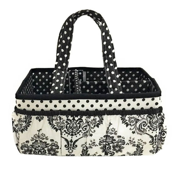 Bacati - Nursery Storage Caddy Classic Damask Black/Grey/White Neutral
