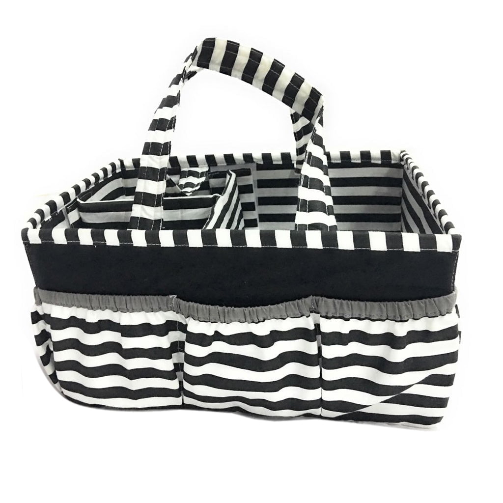 Bacati - Nursery Storage Caddy Dots Pin Stripes Black Neutral