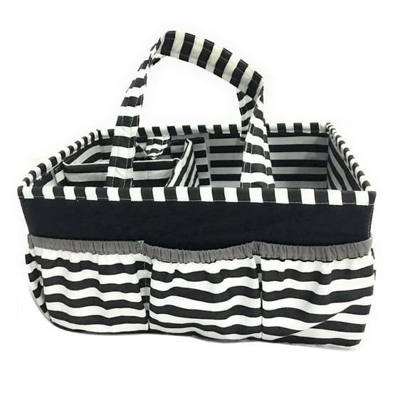 Bacati - Nursery Storage Caddy Dots Pin Stripes Black Neutral