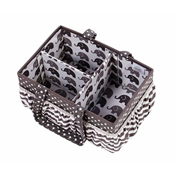 Bacati - Nursery Storage Caddy Elephants White/Grey