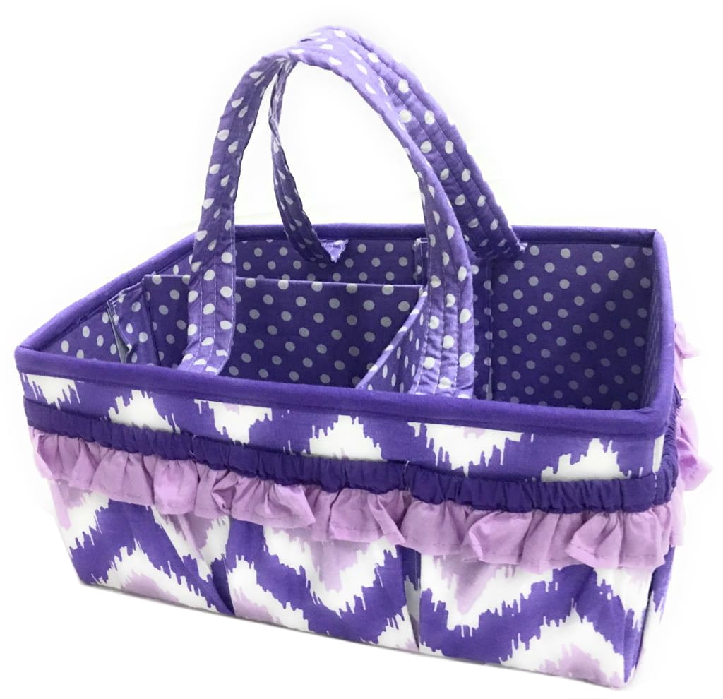 Bacati - Nursery Storage Caddy Mix N Match Ikat Chevron/Dots Purple