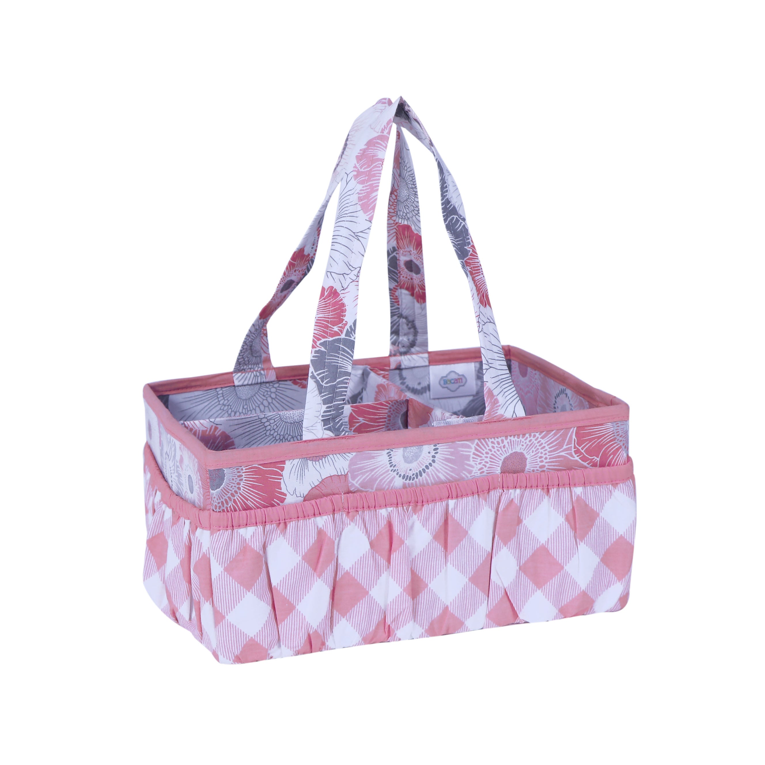 Bacati – Nursery Storage Caddy Watercolor Flowers Coral/Grey