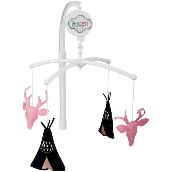 Bacati Olivia Tribal Coral/Navy Musical Mobile Box