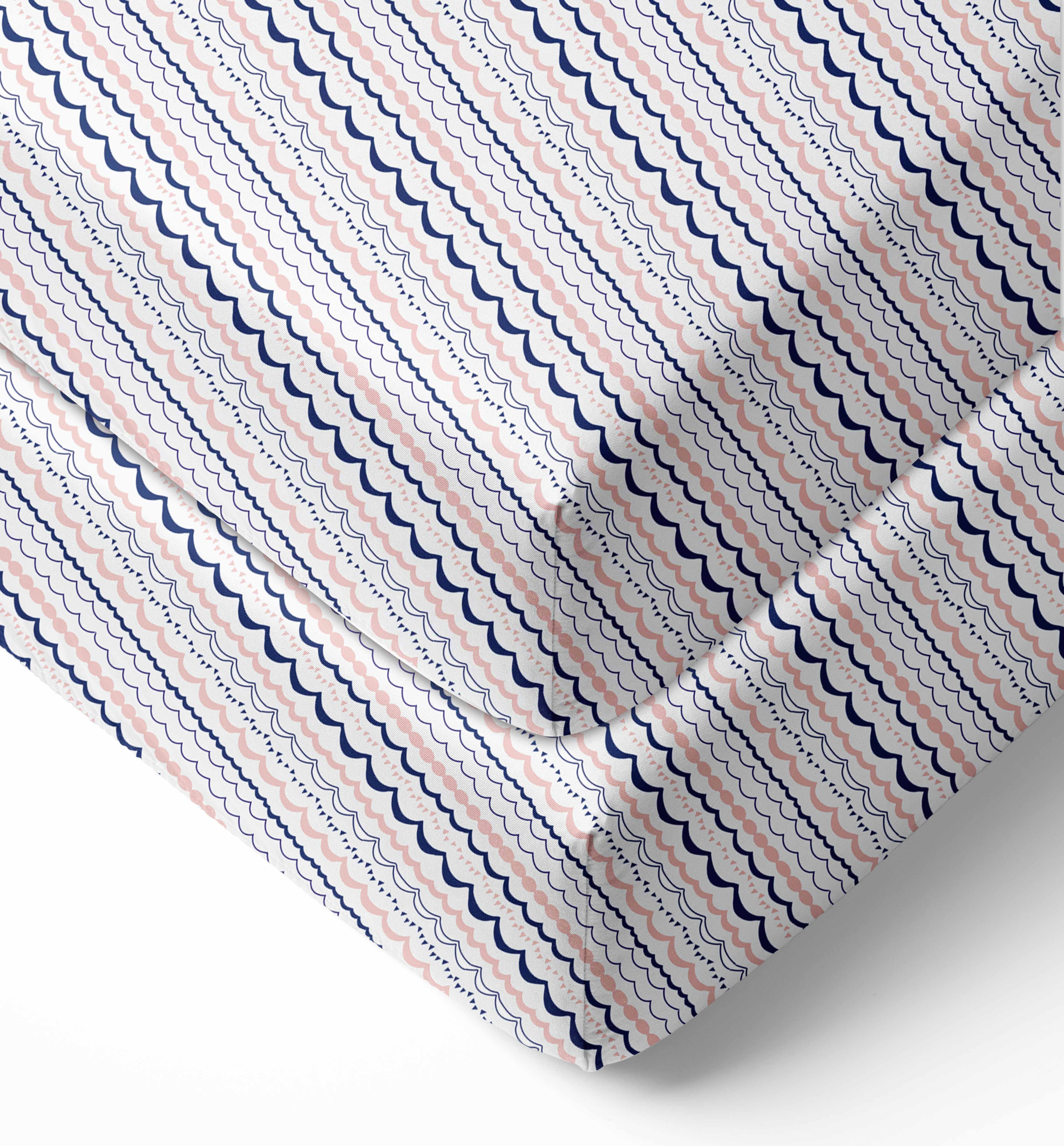 Bacati Olivia Tribal Garland Coral Navy Crib Fitted Sheet 2 ct package