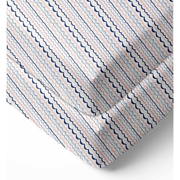 Bacati Olivia Tribal Garland Coral Navy Crib Fitted Sheet 2 ct package