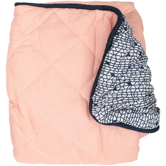 Bacati Olivia Tribal Solid Coral/Navy Quilted Changing Pad Cover