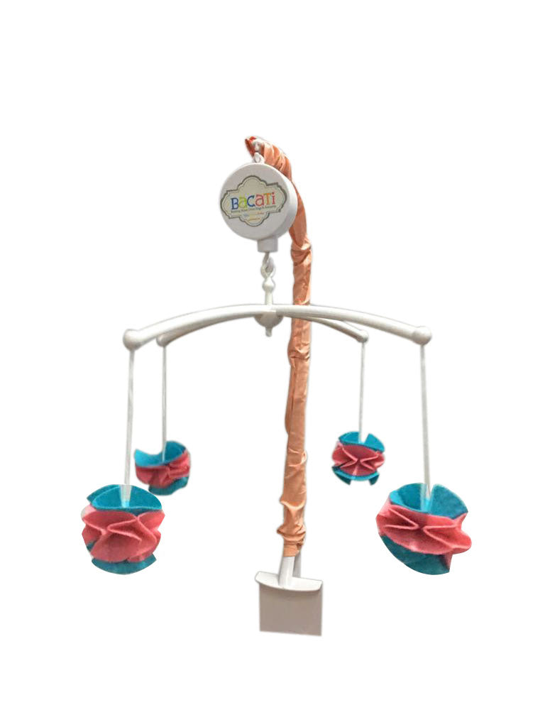 Bacati - Paisley Aqua/Coral Musical Baby Crib Mobile