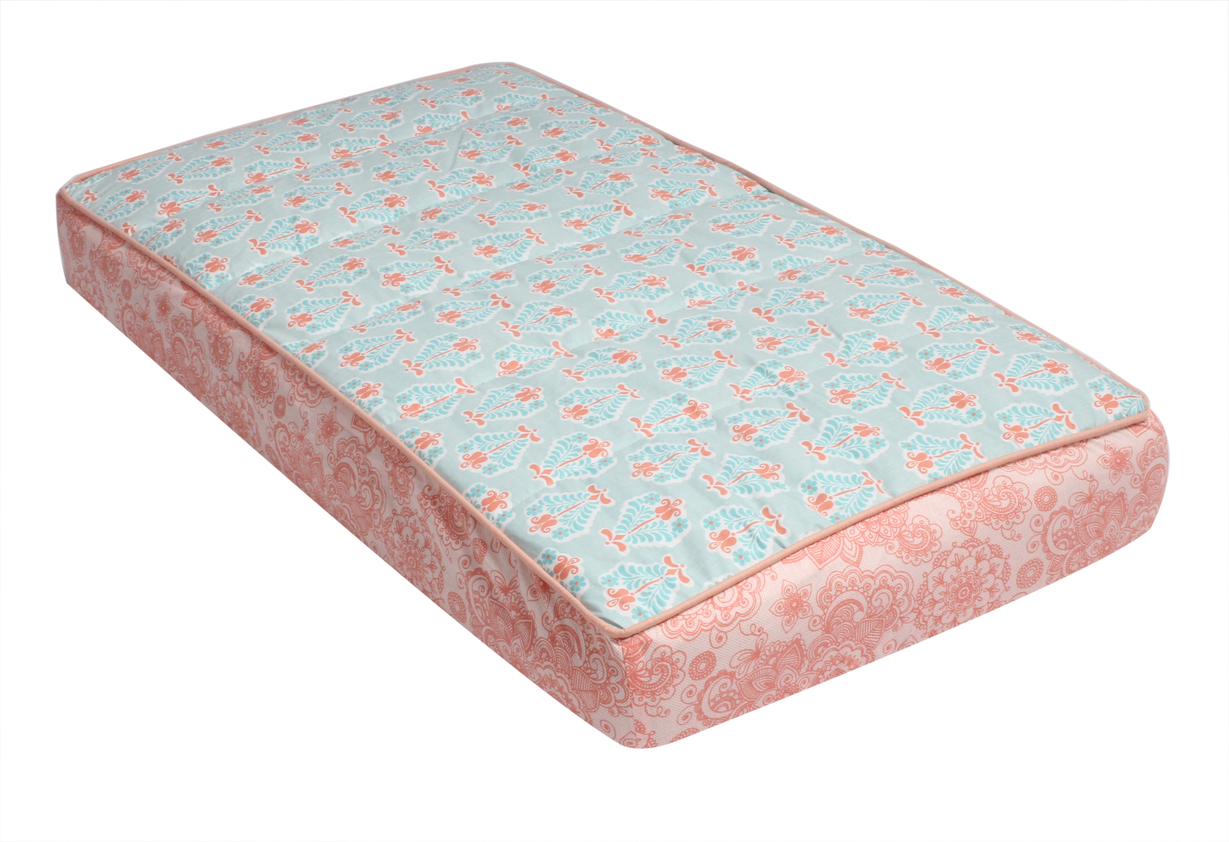 Bacati - Paisley Sophia Coral/Aqua Girls Quilted Changing Pad Cover