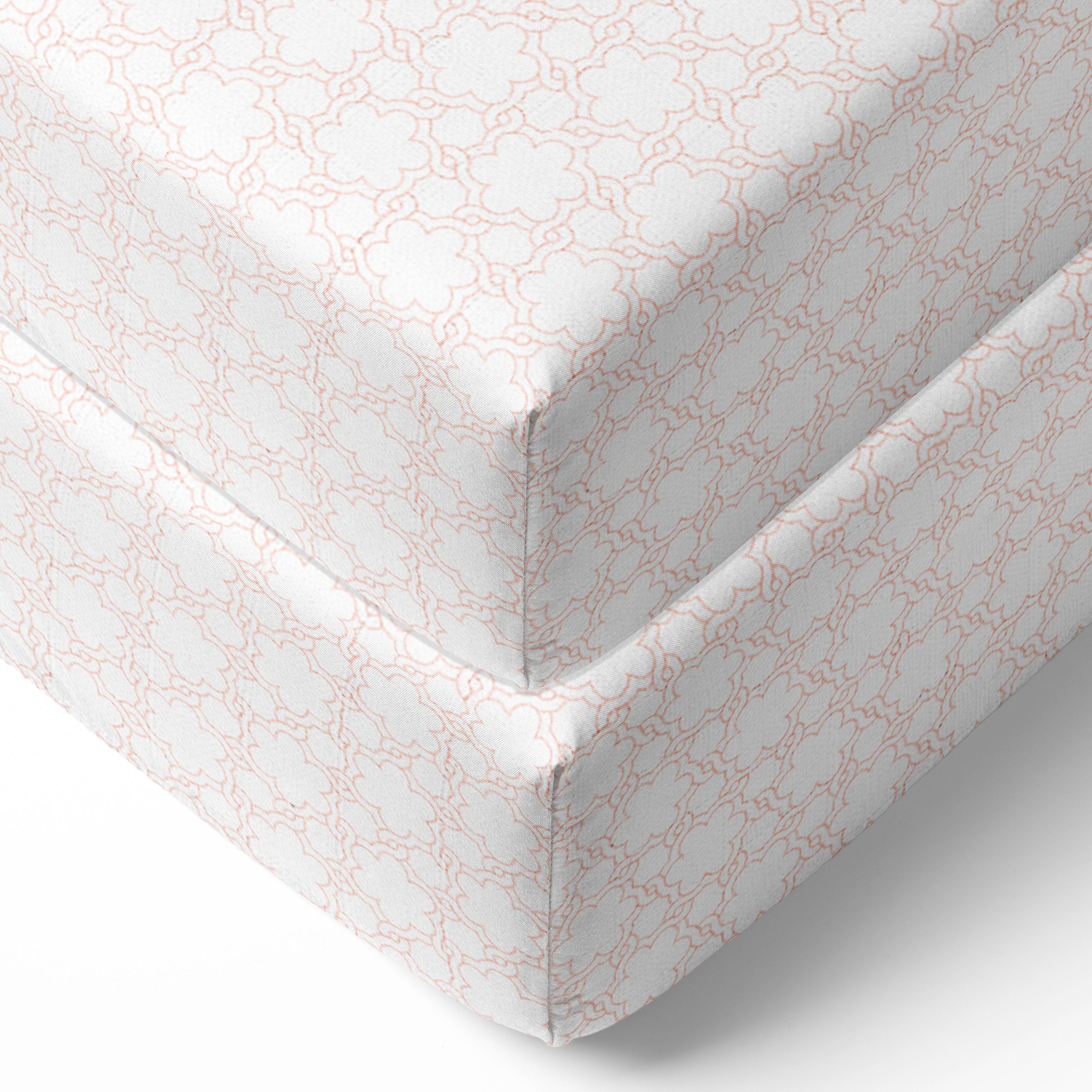 Bacati - Petal Floral Coral Muslin Crib or Toddler Bed Fitted Sheet 100% Cotton Muslin