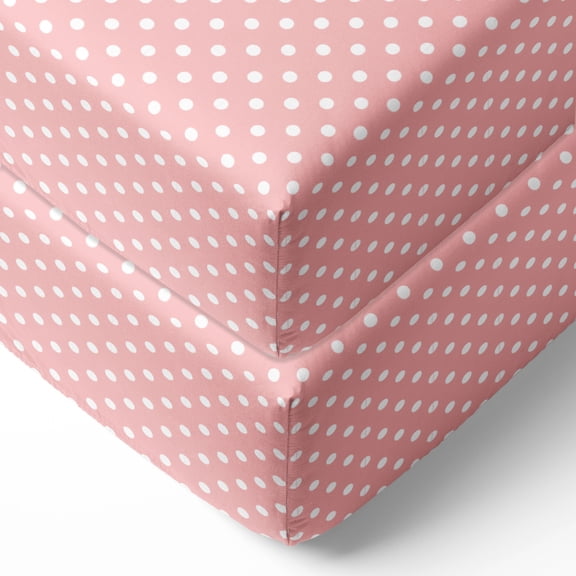Bacati - Pin Dots Crib or Toddler Bed Fitted Sheet 100% Cotton Percale