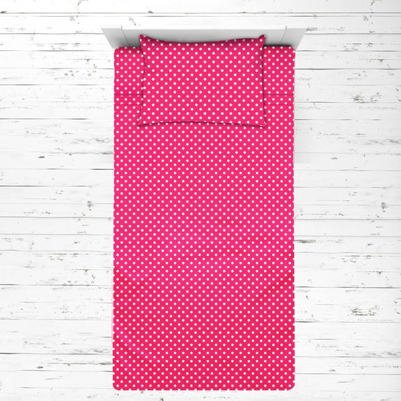 Bacati - Pin Dots Fuschia Toddler Bedding/Sheet Set 100% Cotton Percale