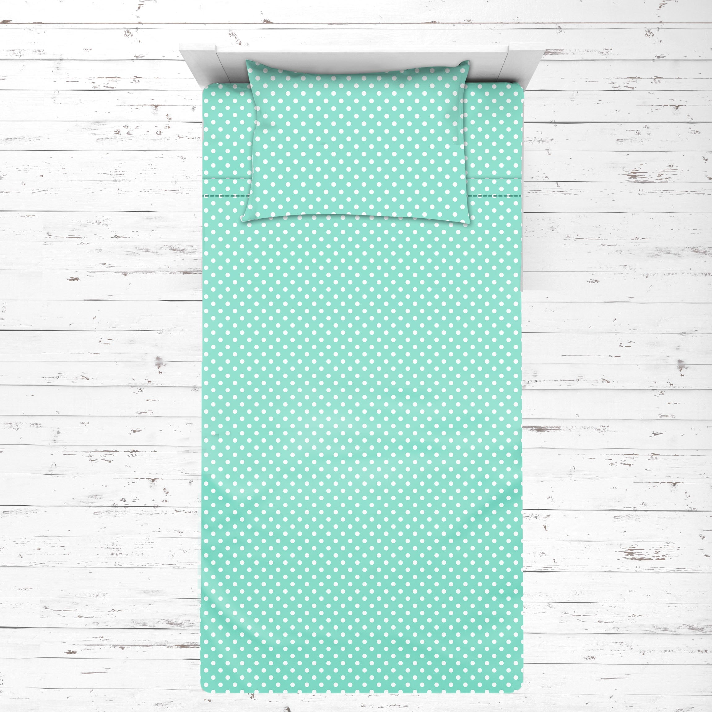 Bacati - Pin Dots Mint Green Toddler Bedding/Sheet Set 100% Cotton Percale