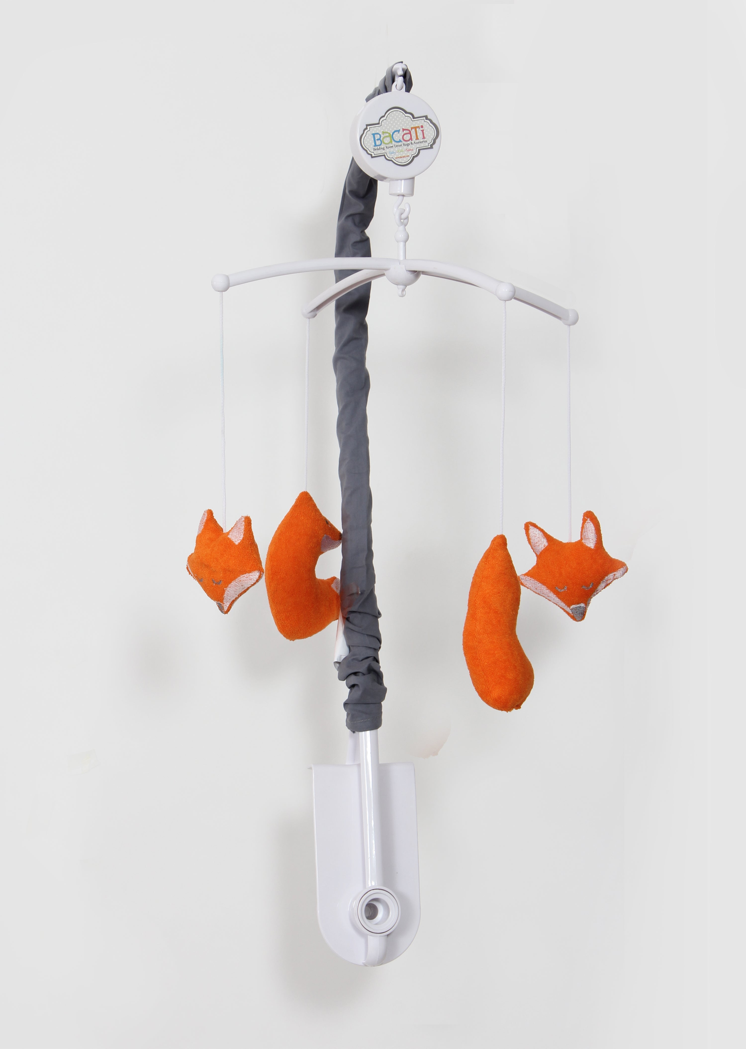 Bacati - Playful Fox Orange/Grey Musical Baby Crib Mobile