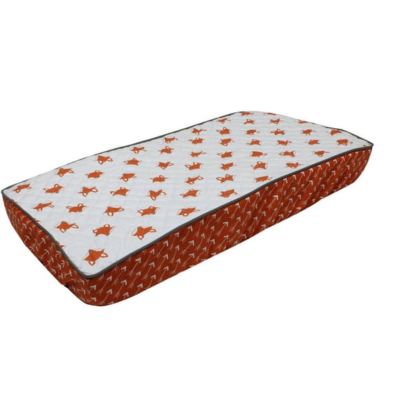 Bacati - Playful Fox Orange/Grey Neutral Quilted Changing Pad Cover