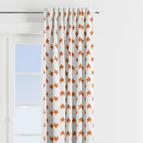 Bacati - Playful Foxes Orange/Gray Curtain Panel 42 x 84 inches 100% Cotton Percale Fabrics, Orange/Gray