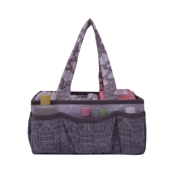 Bacati Portable Large Capacity Diaper Caddy, Grey
