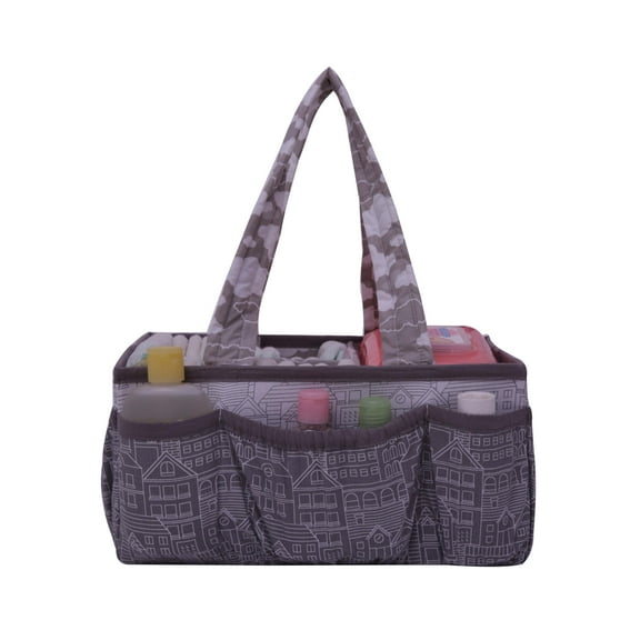 Bacati Portable Large Capacity Diaper Caddy, Grey