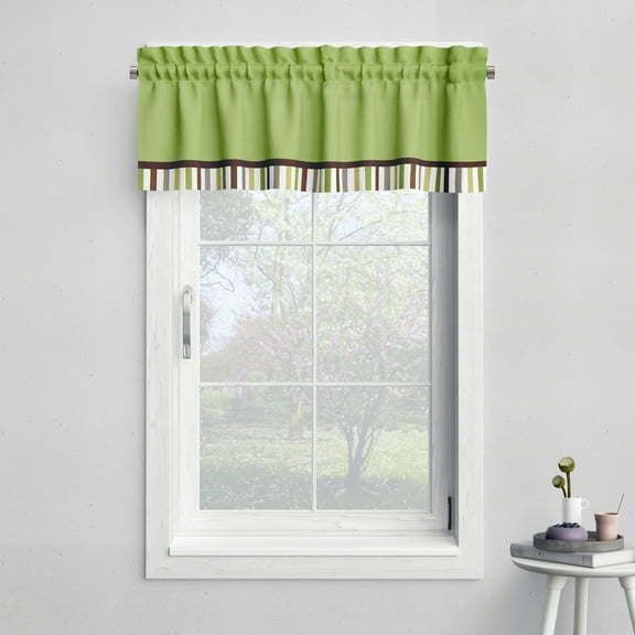 Bacati - Rod Pocket Window Valance Mod Dots Stripes Green/Yellow/Beige/Brown