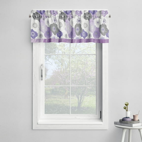 Bacati - Rod Pocket Window Valance Watercolors Purple Gray for Kids