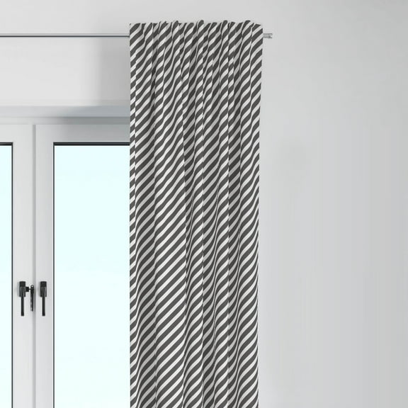Bacati - Single Light Filtering Curtain Panel Aztec Love Warped Stripes Grey