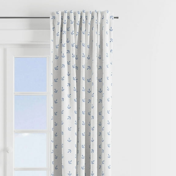 Bacati - Single Light Filtering Curtain Panel Little Sailor Blue/Navy
