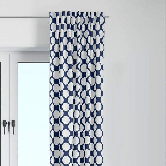 Bacati - Single Light Filtering Curtain Panel Mix N Match Large Dots Navy