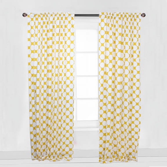 Bacati - Single Light Filtering Curtain Panel Mix N Match Large Dots Yellow