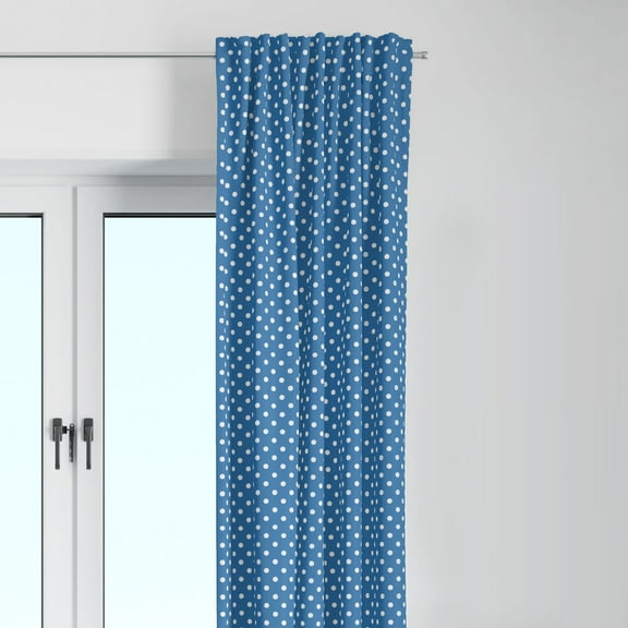 Bacati - Single Light Filtering Curtain Panel Pin Dots Snorkel Blue