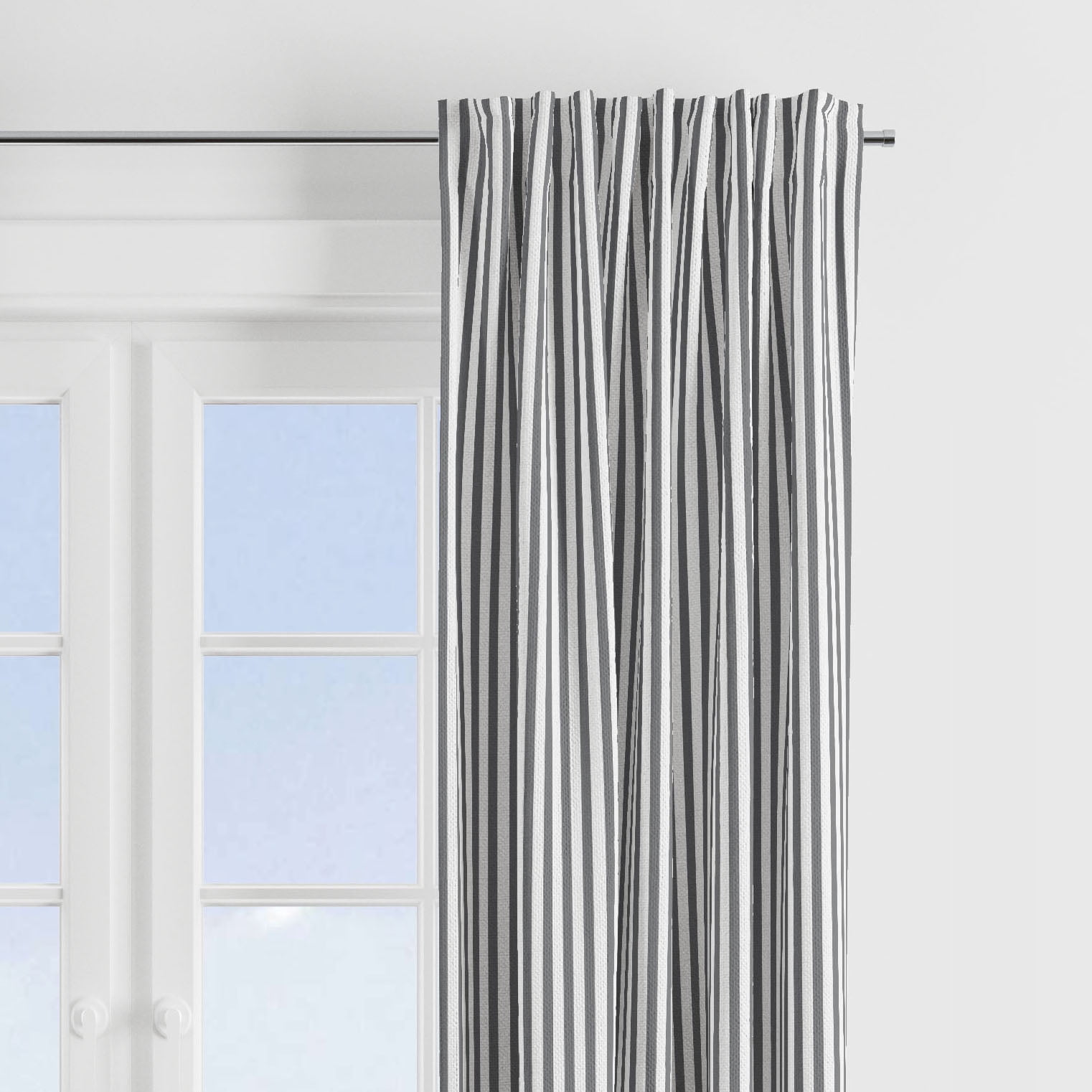 Gray Cotton Light-Filtering Rod Pocket Curtain Panel